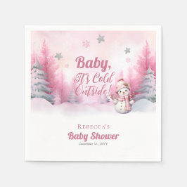Pink Baby Es ist kalte Outside Snow Girl Babydusch Serviette