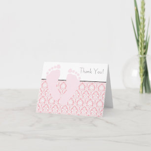 Pink Baby Feet Baby Shower Thank You Cards Dankeskarte