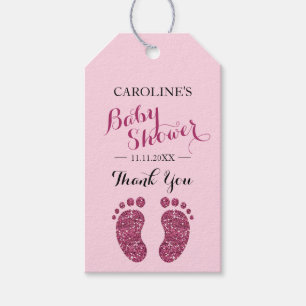 Pink Baby Feet Glitzer Girl Babydusche Geschenkanhänger