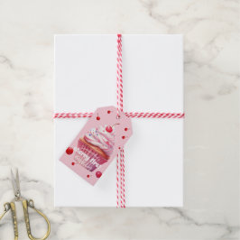 Pink Baby First Cherry & Cupcake Geburtstagsparty Geschenkanhänger