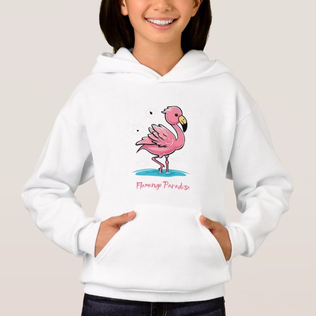 Pink Baby Flamingo im Wasser Hoodie (Vorderseite)