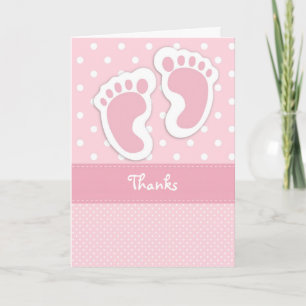 Pink Baby Foot Print Dankeschön Card Dankeskarte