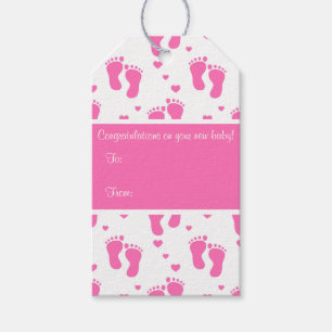Pink Baby Footprints Geschenkanhänger