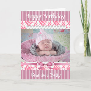 Pink Baby Foto Happy Birthday Oma Card Karte