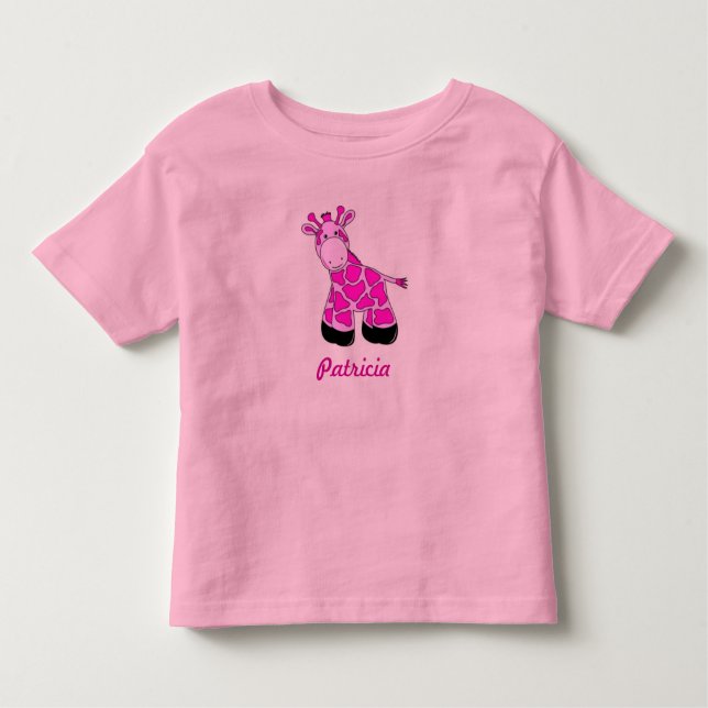 Pink Baby Giraffe Kleinkind T-shirt (Vorderseite)