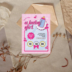 Pink Baby Girl 1. Geburtstag Einladung