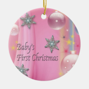 Pink Baby Girl Baby's First Christmas Ornament