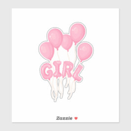 Pink Baby Girl Balloon Celebration - Cute Nursery Aufkleber