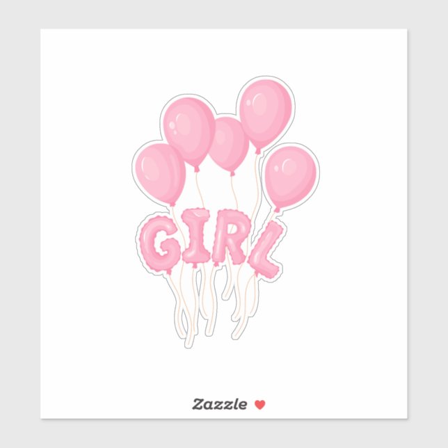 Pink Baby Girl Balloon Celebration - Cute Nursery  Aufkleber (Blatt)