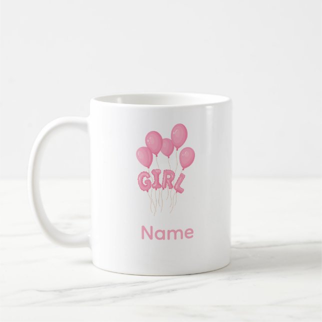Pink Baby Girl Balloon Celebration - Cute Nursery  Kaffeetasse (Links)