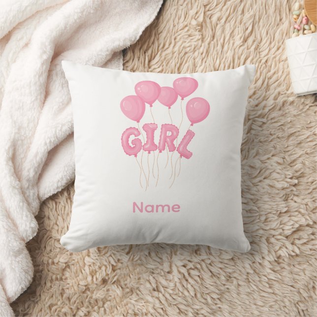 Pink Baby Girl Balloon Celebration - Cute Nursery  Kissen (Decke)