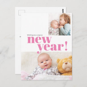 Pink Baby Girl Birth Foto Modernes Neujahr Postkarte