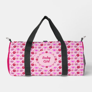 Pink Baby Girl Butterfets und Blume nach Maß Duffle Bag