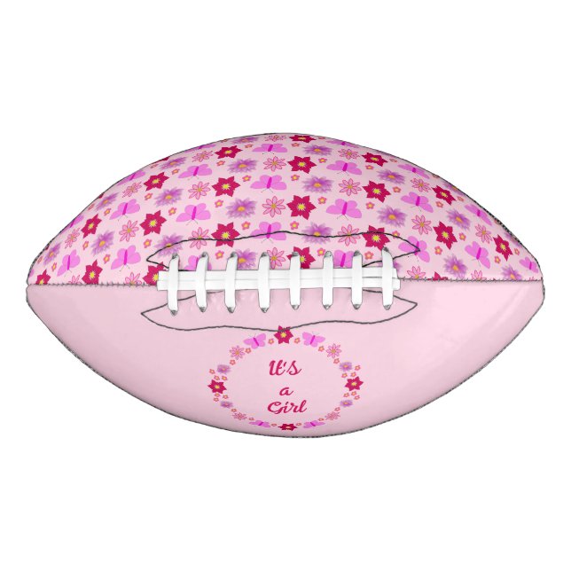 Pink Baby Girl Butterfets und Blume nach Maß Football (Vorderseite)