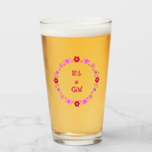 Pink Baby Girl Butterfets und Blume nach Maß Glas