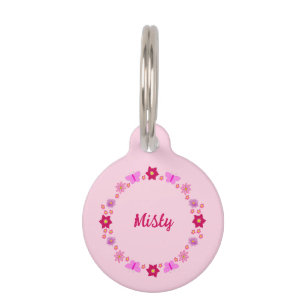 Pink Baby Girl Butterfets und Blume nach Maß Haustiermarke