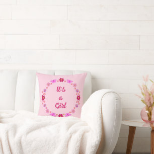 Pink Baby Girl Butterfets und Blume nach Maß Kissen