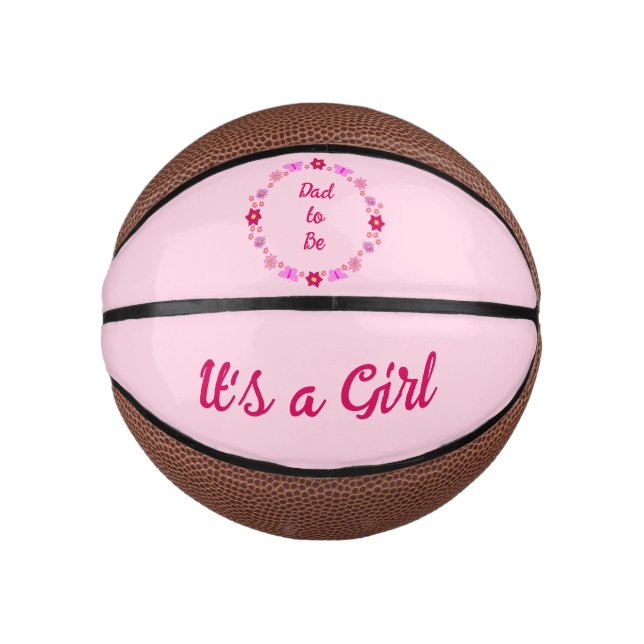 Pink Baby Girl Butterfets und Blume nach Maß Mini Basketball (Vorderseite)