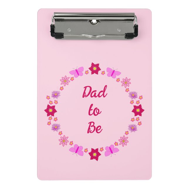 Pink Baby Girl Butterfets und Blume nach Maß Mini Klemmbrett (Vorderseite)