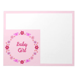 Pink Baby Girl Butterfets und Blume nach Maß Notizblock
