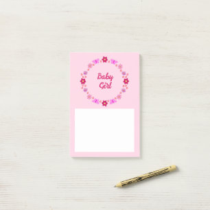 Pink Baby Girl Butterfets und Blume nach Maß Post-it Klebezettel