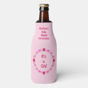 Pink Baby Girl Butterflies und Blume Babydusche Flaschenkühler