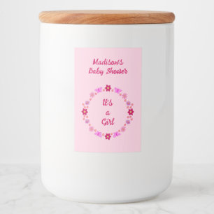 Pink Baby Girl Butterflies und Blume Babydusche Lebensmitteletikett