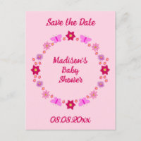 Pink Baby Girl Butterflies und Blume Babydusche