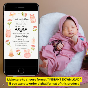 Pink Baby Girl Clothing Aqiqah Aqeeqa Muslim Einladung