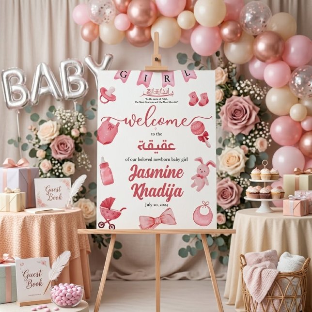 Pink Baby Girl Clothing Aqiqah Aqeeqa Welcome Acry Acrylschild (Von Creator hochgeladen)
