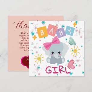 Pink Baby Girl Danke Karte - Niedliche Stars