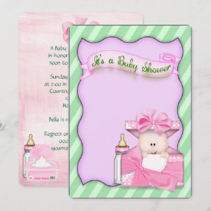 Pink Baby Girl Dusche Einladung