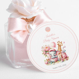 Pink Baby Girl Elephant & Giraffe Golf Baby Dusche Geschenkanhänger