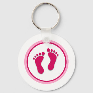 Pink Baby Girl Foot Prints Schlüsselanhänger