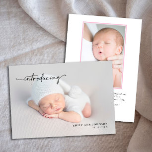 Pink-Baby-Girl-Foto für Neugeborene Mitteilungskarte