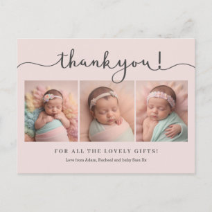 Pink Baby Girl Foto Skript danke Karte