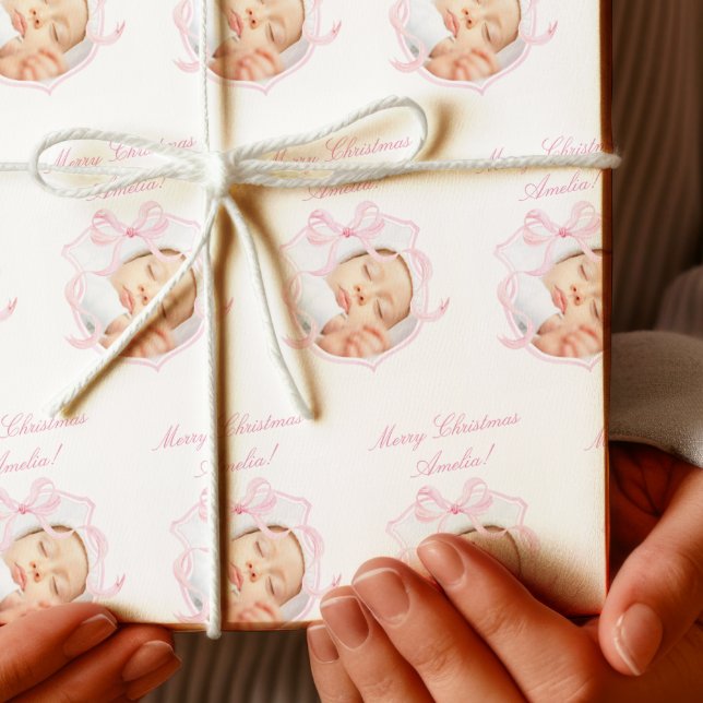 Pink Baby Girl Foto Wrapping Paper Geschenkpapier (Von Creator hochgeladen)