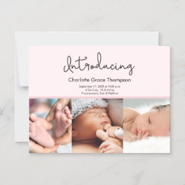 Pink Baby Girl Fotos Einführung Skript Custom Magneteinladung