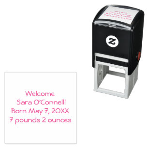 Pink Baby Girl Geburtserklärung 4Jan Permastempel