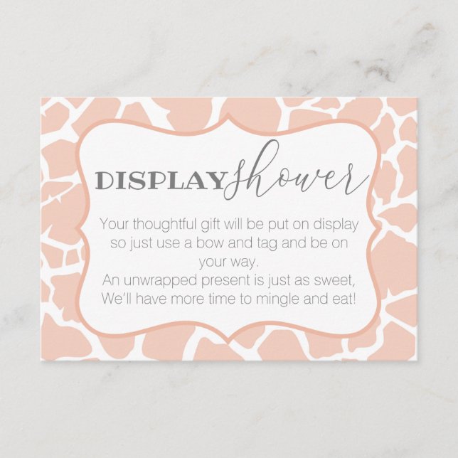 Pink Baby Girl Giraffe Display Dusche Begleitkarte (Vorderseite)