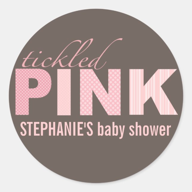 Pink Baby Girl Modern Baby Shocksticker Runder Aufkleber (Vorderseite)