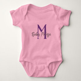 Pink Baby Girl Monogram Name personalisiert minima Baby Strampler