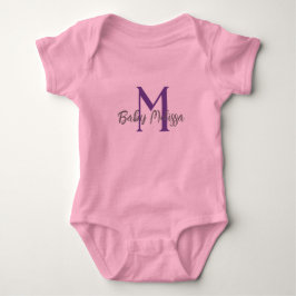 Pink Baby Girl Monogram Name personalisiert minima Strampler