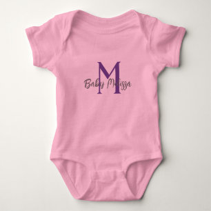 Pink Baby Girl Monogram Name personalisiert minima Strampler