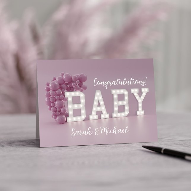Pink Baby Girl Neue Eltern Glückwunschkarte Karte (Congratulations! There's a new baby in the house. Send this card to the new parents.)