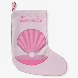 Pink Baby Girl Oyster Muschel and Pearl Individuel Kleiner Weihnachtsstrumpf