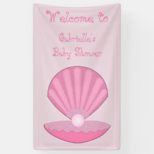 Pink Baby Girl Oyster Muschel und Pearl Baby Dusch Banner