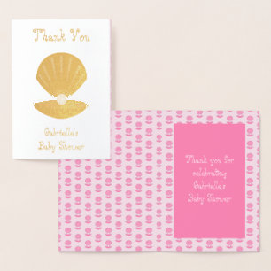 Pink Baby Girl Oyster Muschel und Pearl Baby Dusch Folienkarte