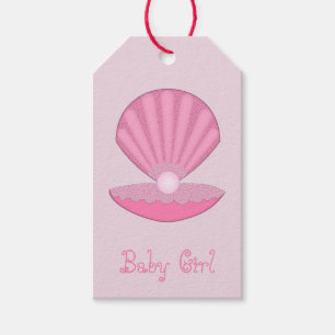 Pink Baby Girl Oyster Muschel und Pearl Baby Dusch Geschenkanhänger