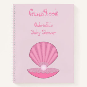 Pink Baby Girl Oyster Muschel und Pearl Baby Dusch Notizbuch
